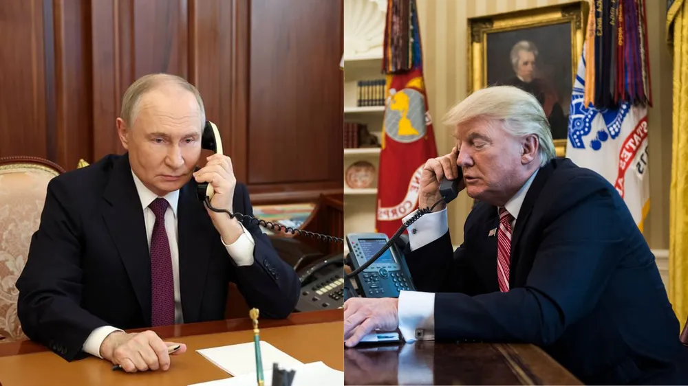 Tổng thống Nga Vladimir Putin (trái) và Tổng thống Mỹ Donald Trump. Ảnh: TASS/THE NEW YORK TIMES