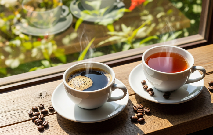 Caffeine trong cà phê hoặc trà có thể chống lại lão hóa ở cấp độ tế bào - Minh họa AI: Thu Anh