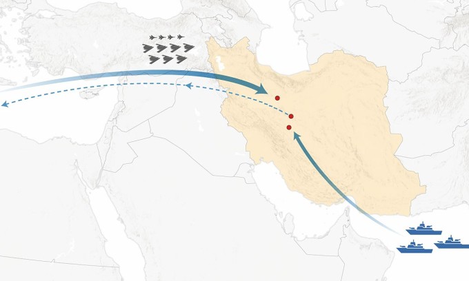 Hành trình 37 tiếng của oanh tạc cơ B-2 không kích Iran. Bấm để xem chi tiết